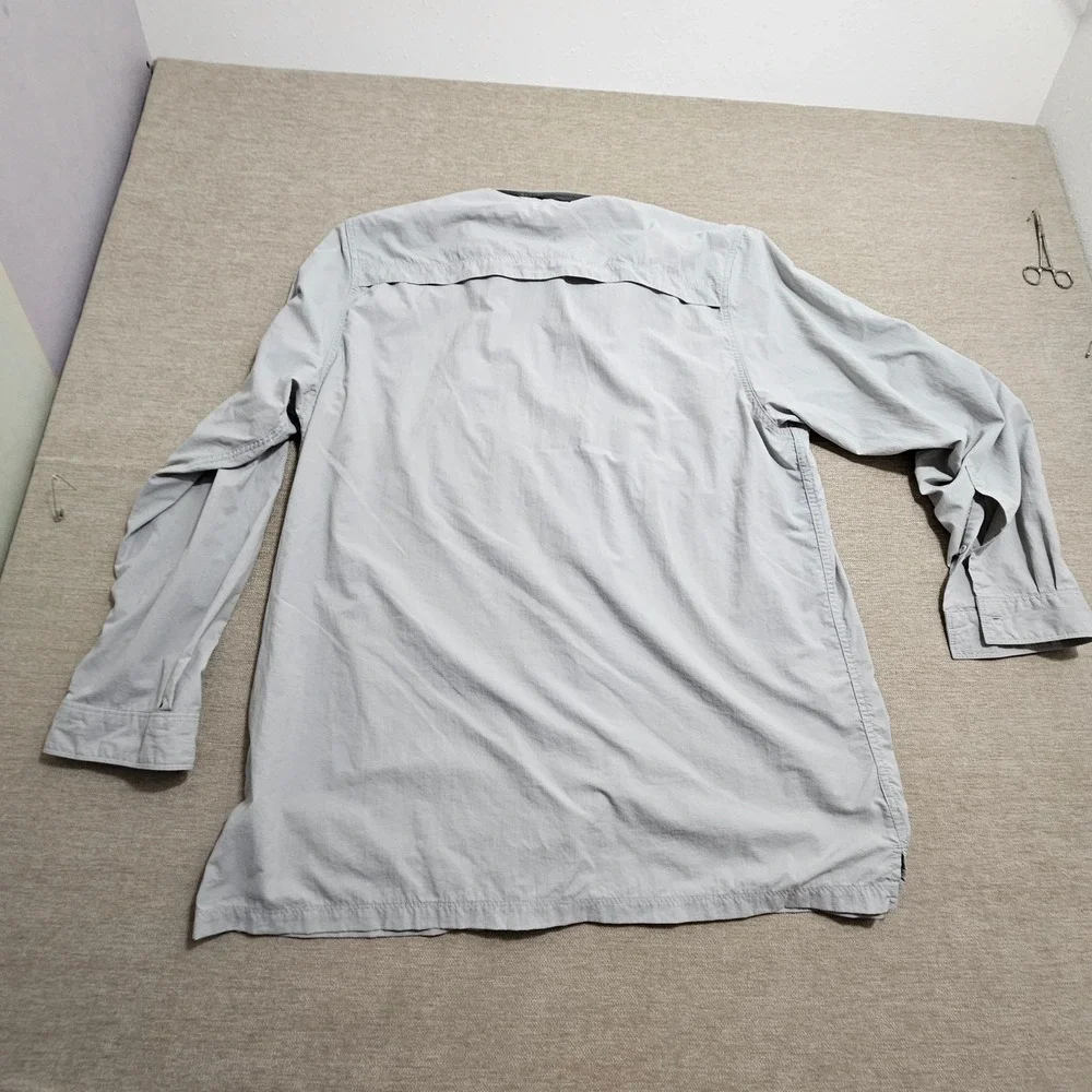 The North Face Shirt Mens XL Gray Vented Long Sleeve Hiking Button Up Utility